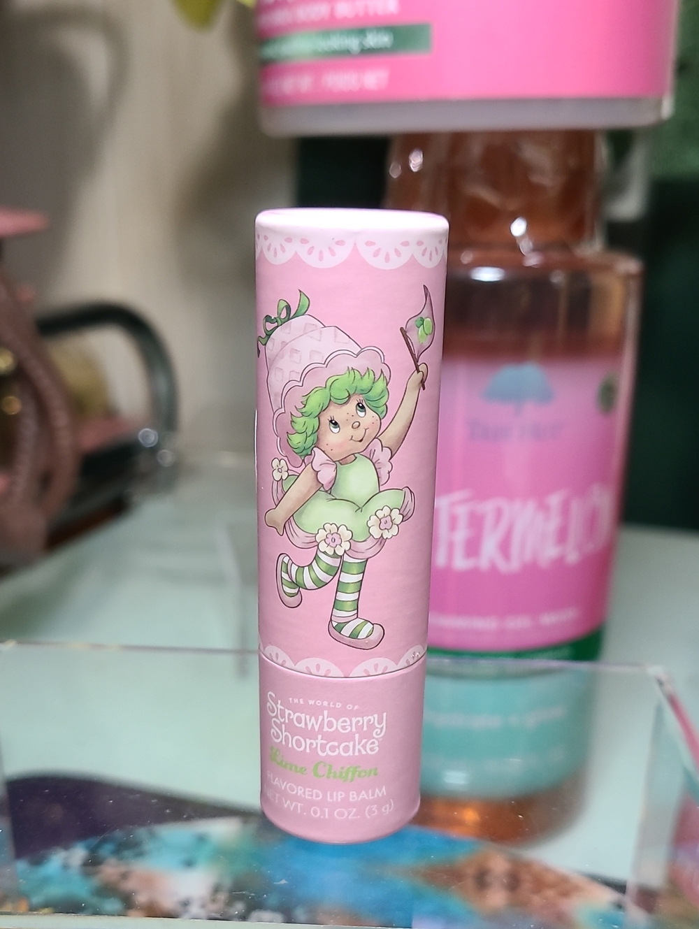 Strawberry Shortcake Pink & Green Lip Balm Tube